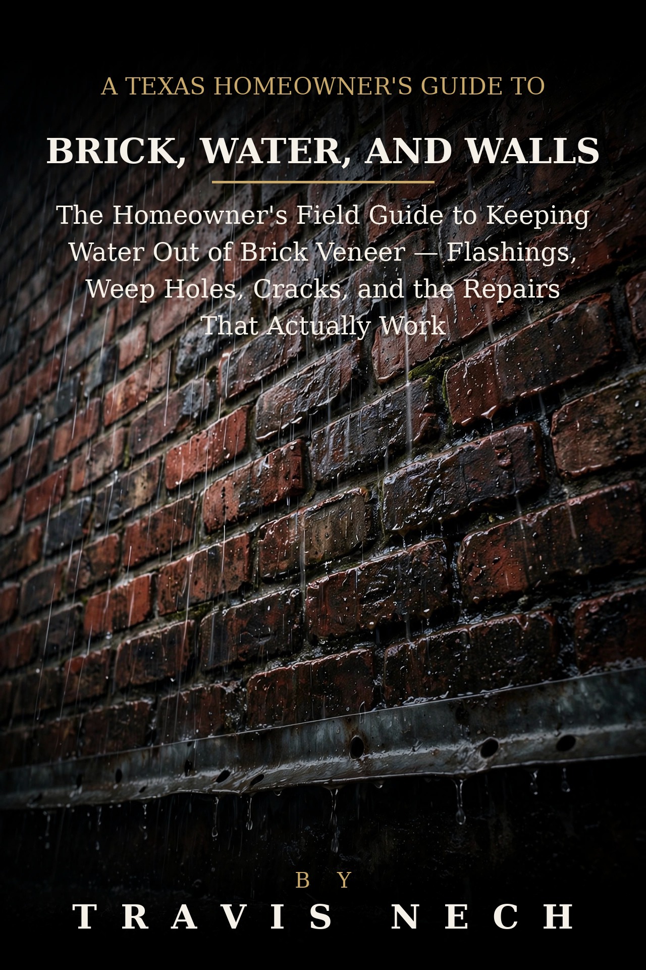 Cover of Brick, Water, and Walls, a free brick repair book by Travis Nech