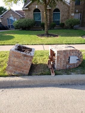 Brick mailbox repair (real Champion Brick Repair Dallas project photo)
