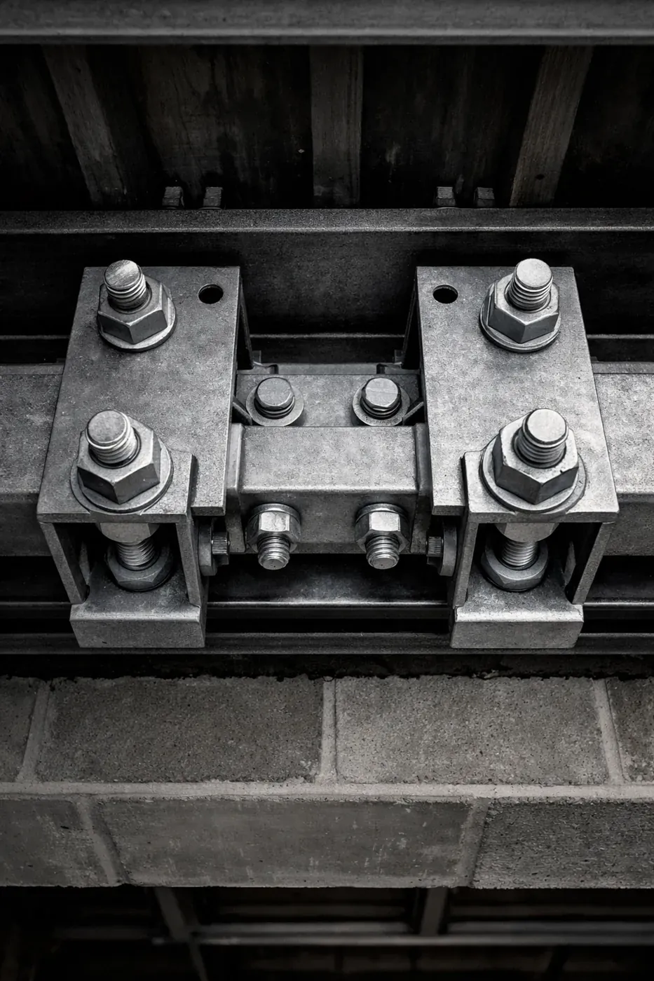 The LintelLOCK™ system being installed to reverse torsional twisting and permanently lock the garage lintel.