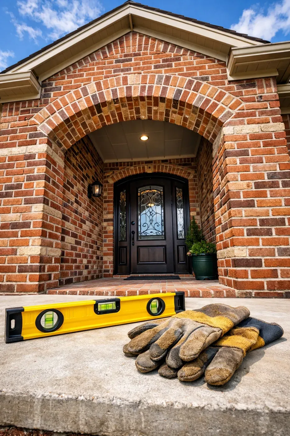 Successfully restored brick archway in Dallas TX showcasing professional masonry repair and quality craftsmanship.
