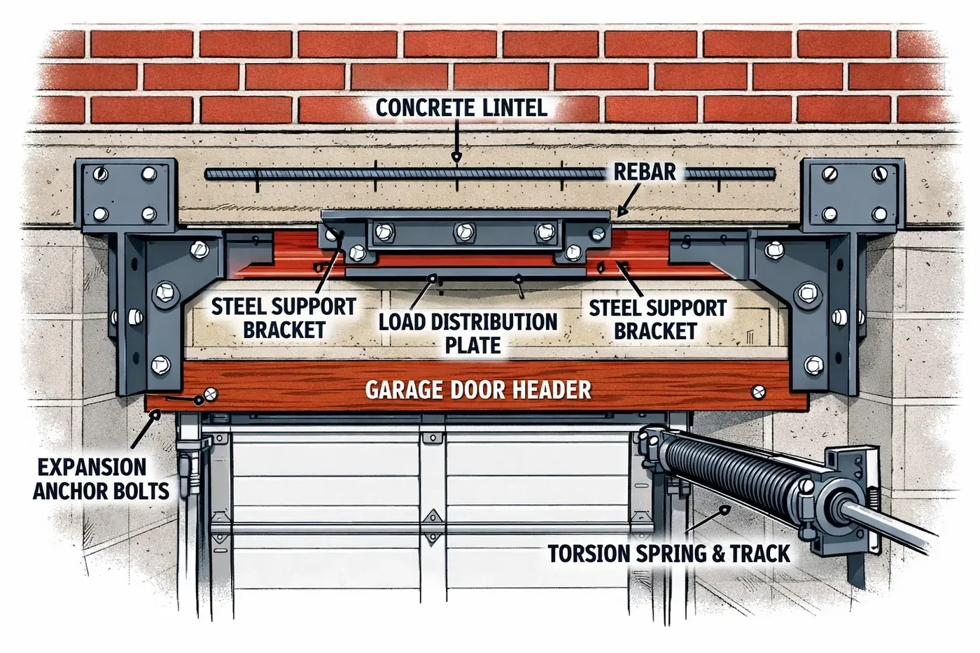 LintelLOCK permanent lintel repair system with structural brackets and anchoring