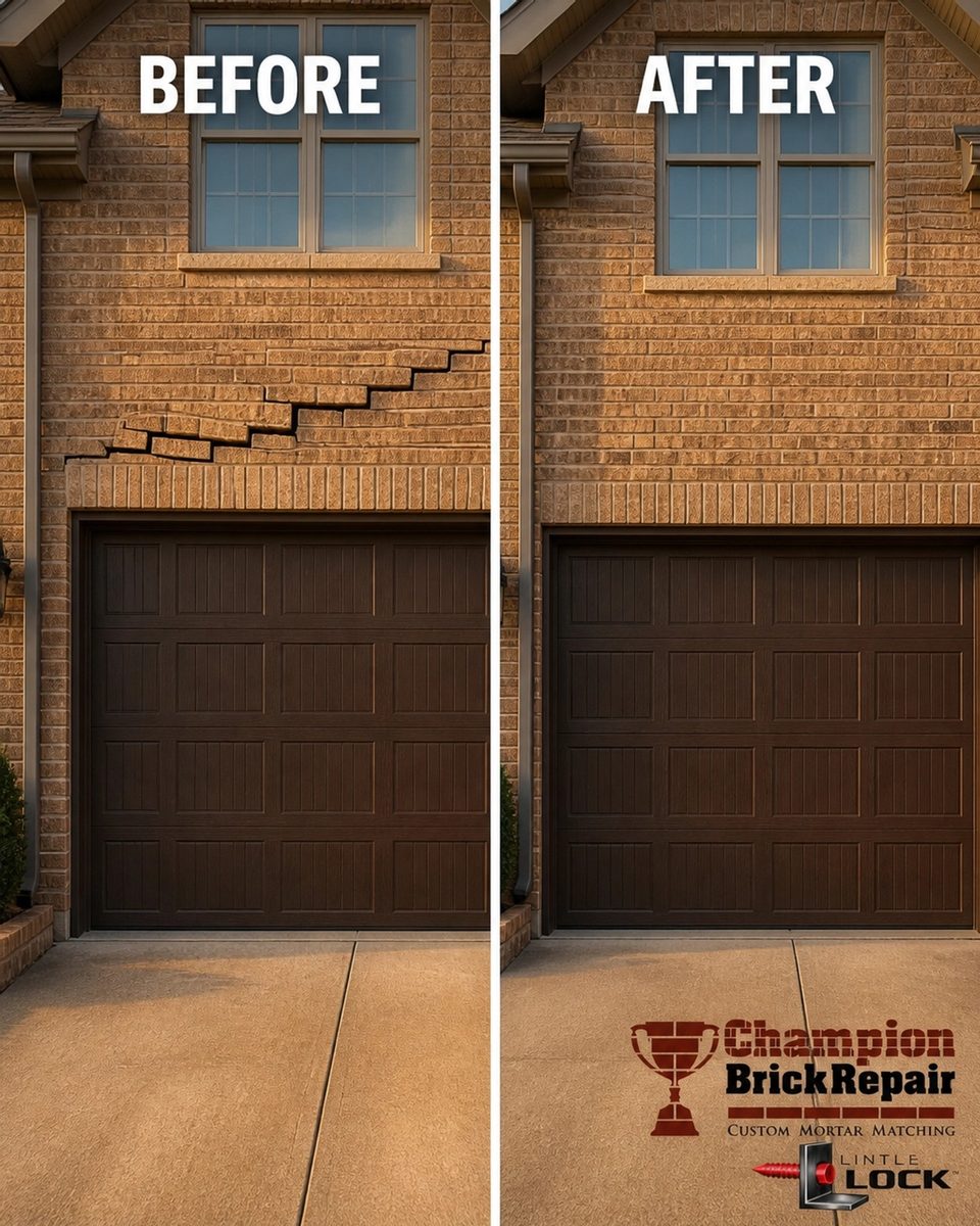 Lintel Crack Above Garage — Champion Brick Repair